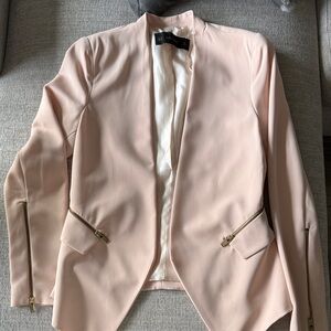 Zara Soft Pink Blazer with Zipper Accents